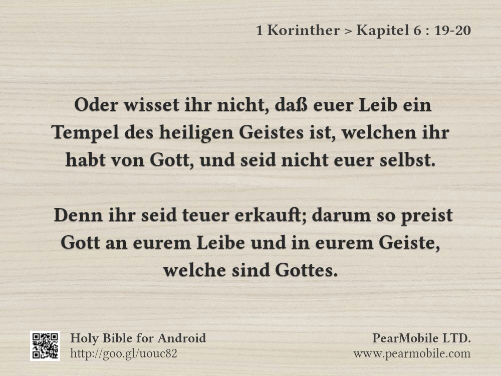 1 Korinther, Kapitel 6:19-20